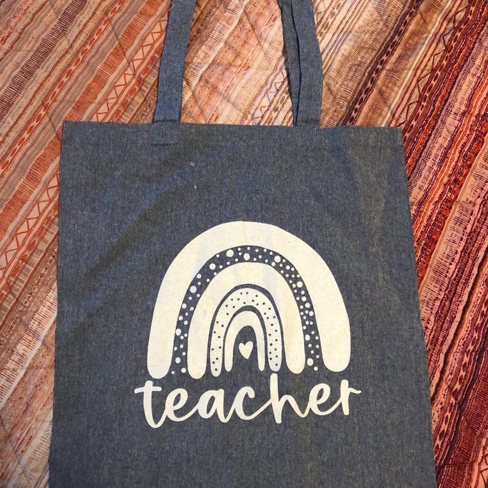 Teacher Boho Rainbow Tote